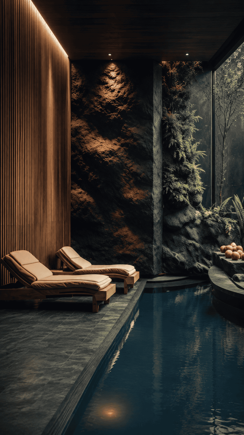 Spa Pool and lounge deck chairs